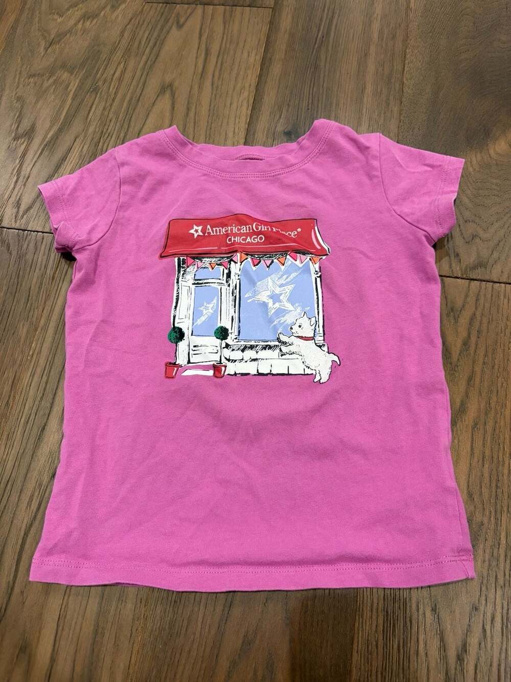 American Girl Place Chicago Coconut Dog Graphic Pink T-Shirt Size S (7/8)